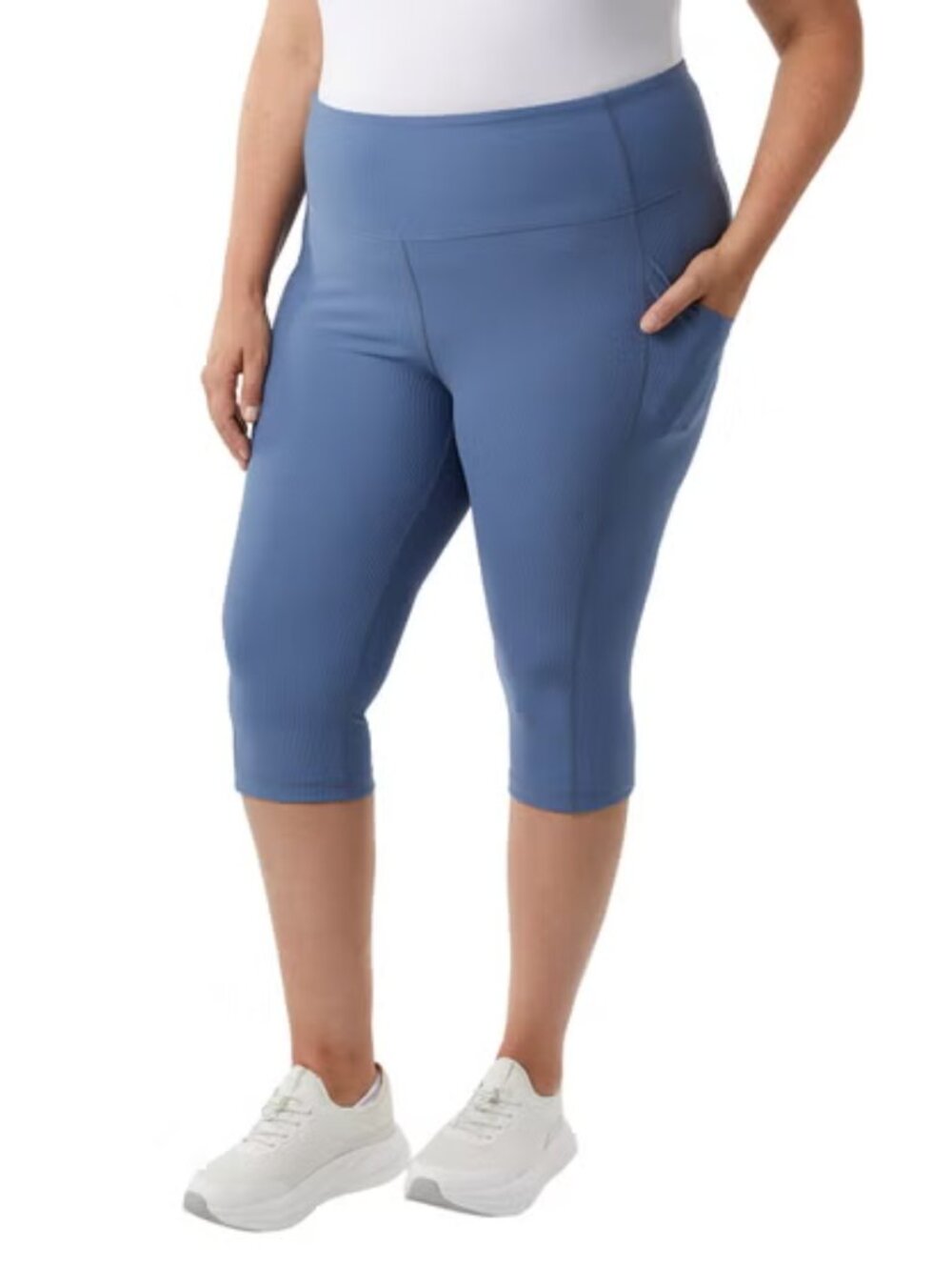32 Degrees Cool Women's Ribbed Active Crop Pockets Legging Blue, Size: 2XL, NWT